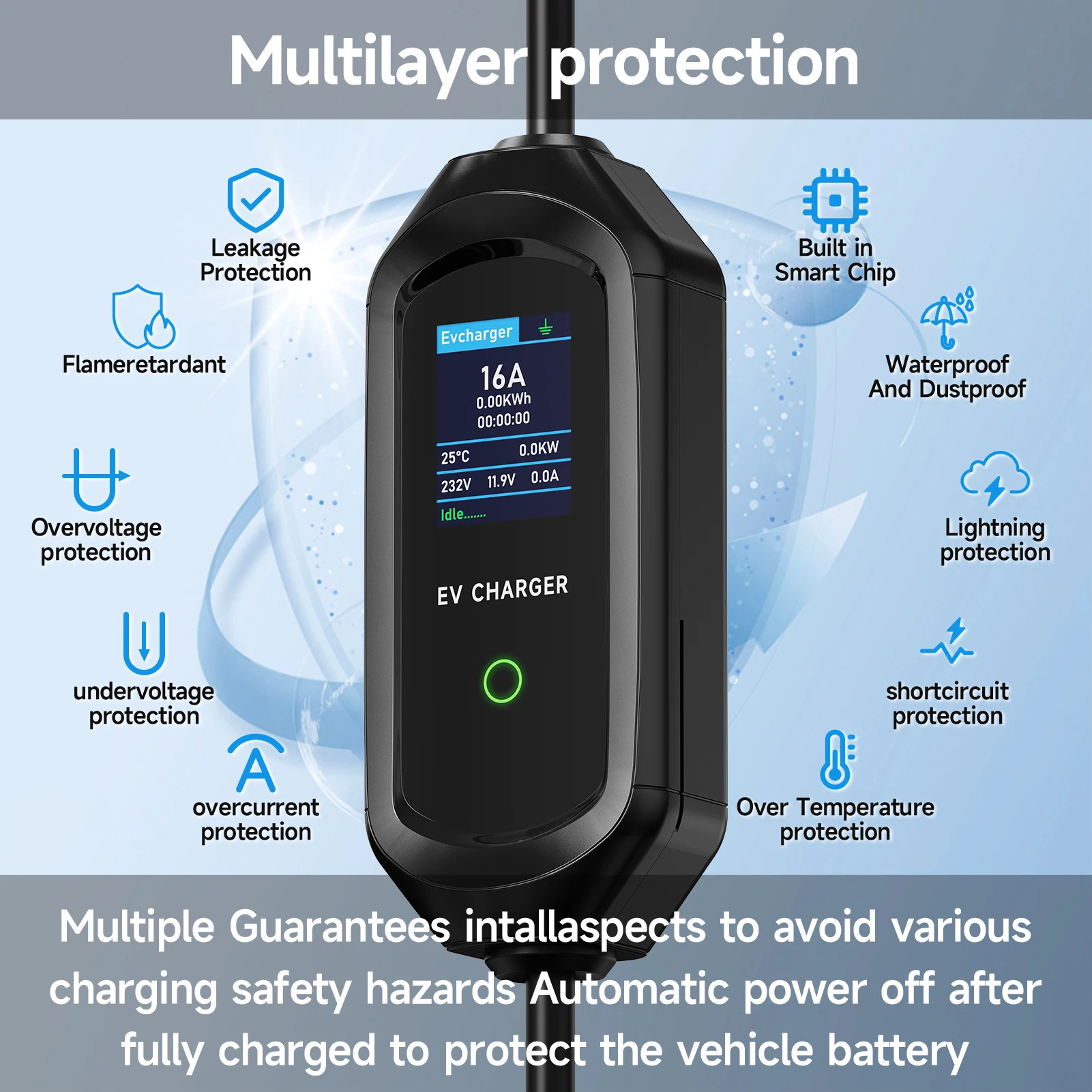 Cargador Portátil para Vehícul - Type 2 Portable Ev Charger 11Kw Cee reseña y precio